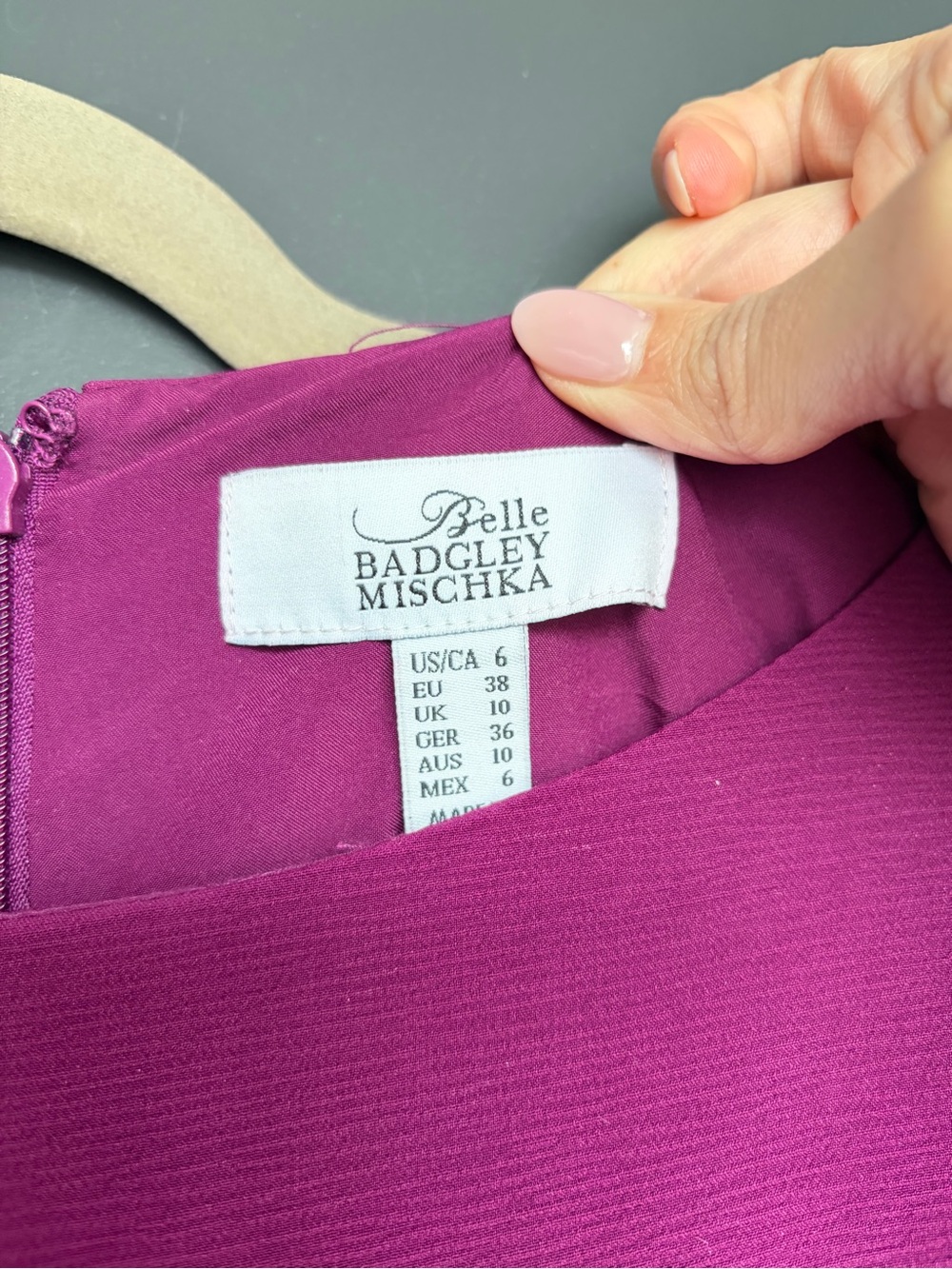 Badgley Mischka Magenta Fit-and-Flare Midi Dress with Flutter Sleeves - Picture 2 of 6